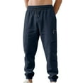 thumbnail image 1 of Havenre Men's Joggers Drawstring Elastic High Waist Jogger Cargo Sweatpants with Zipper Pockets Lightweight Slim Fit Athletic Track Pants Navy M, 1 of 10