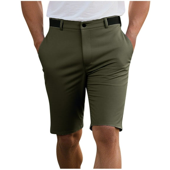 Havenre Men's Lightweight Dress Shorts Long Golf Shorts with 4 Pockets Stretch Quick Dry Casual Work Dress Shorts for Hiking Army Green M