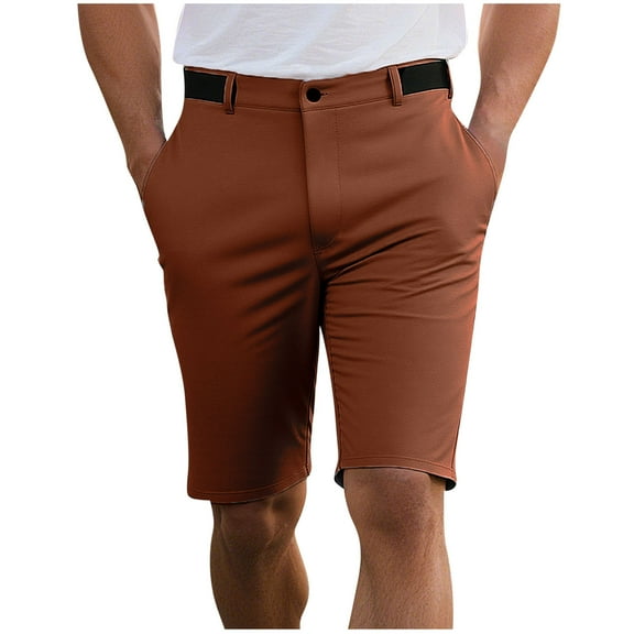 Havenre Men's Lightweight Dress Shorts Long Golf Shorts with 4 Pockets Stretch Quick Dry Casual Work Dress Shorts for Hiking Brown S