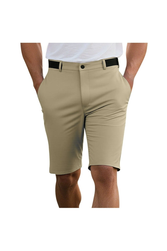 Men's Lightweight Dress Shorts Long Golf Shorts with 4 Pockets Stretch Quick Dry Casual Work Dress Shorts for Hiking Khaki XL