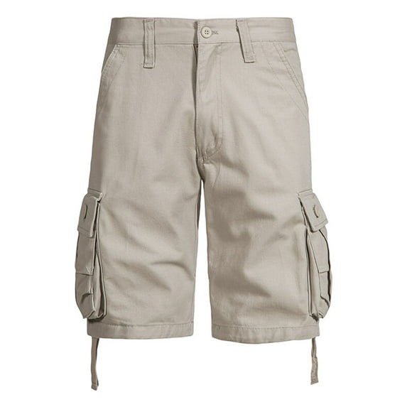 Havenre Men's Multi Pocket Zipper Cargo Shorts Big and Tall Regular Fit Casual Outdoor Hiking Loose Fit Twill Classic Short Pants Beige XL
