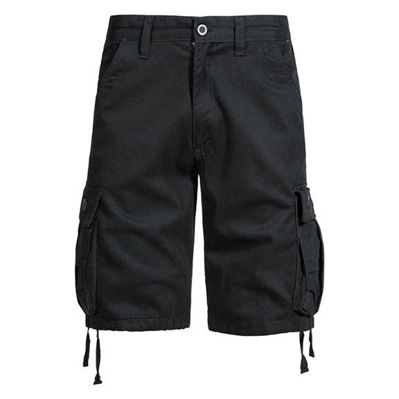 Havenre Men's Multi Pocket Zipper Cargo Shorts Big and Tall Regular Fit Casual Outdoor Hiking Loose Fit Twill Classic Short Pants Black XL