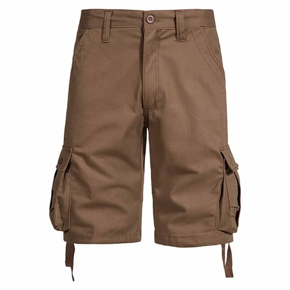 Havenre Men's Multi Pocket Zipper Cargo Shorts Big and Tall Regular Fit Casual Outdoor Hiking Loose Fit Twill Classic Short Pants Coffee L