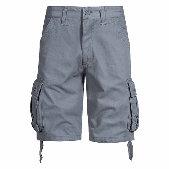 Havenre Men's Multi Pocket Zipper Cargo Shorts Big and Tall Regular Fit Casual Outdoor Hiking Loose Fit Twill Classic Short Pants Gray XL