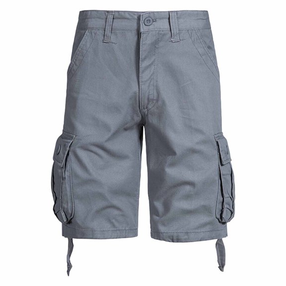 Havenre Men's Multi Pocket Zipper Cargo Shorts Big and Tall Regular Fit Casual Outdoor Hiking Loose Fit Twill Classic Short Pants Gray XXXXXL