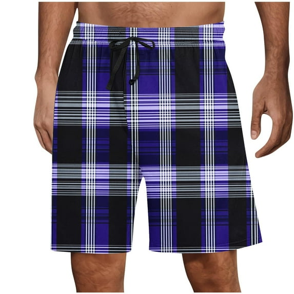 Havenre Men's Pajama Shorts Plaid Sleep Short Pants with Pockets Soft Drawstring Elastic Waist Baggy Lounge Woven Pajamas Bottoms for Men Black XXL