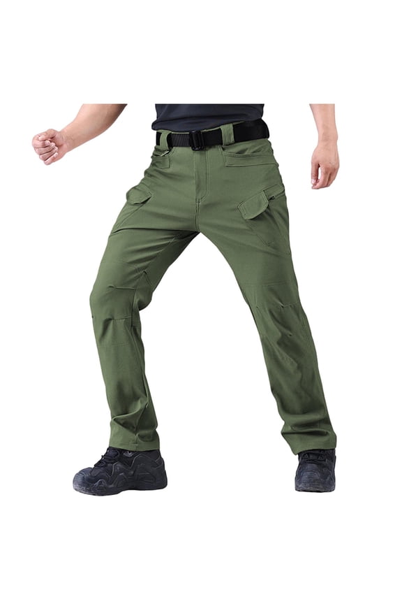 Men's Stretch Tactical Pants Water Resistant Ripstop Cargo Pants Outdoor Lightweight High Waist Work Hiking Pants with Multi-Pockets Army Green XXXL