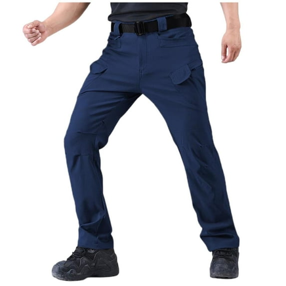 Havenre Men's Stretch Tactical Pants Water Resistant Ripstop Cargo Pants Outdoor Lightweight High Waist Work Hiking Pants with Multi-Pockets Blue XXL