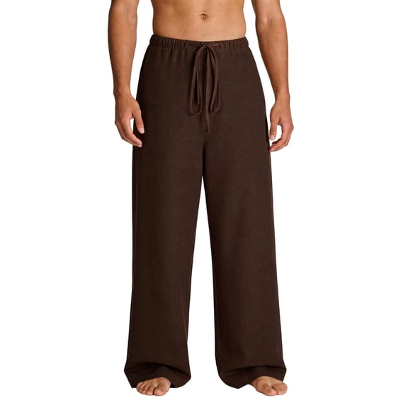 Havenre Men's Sweatpants Joggers Baggy Wide Leg Lounge Pants with Pockets Loose Fit Casual Drawstring Elastic Waist Athletic Sweat Pants Brown L