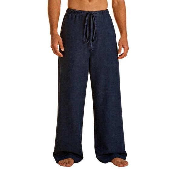 Havenre Men's Sweatpants Joggers Baggy Wide Leg Lounge Pants with Pockets Loose Fit Casual Drawstring Elastic Waist Athletic Sweat Pants Dark Blue L