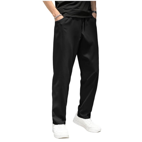 Havenre Men's Sweatpants Lightweight Joggers with Zipper Pockets Quick Dry Drawstring Elastic Waist Hiking Pants for Men Athletic Workout Black L