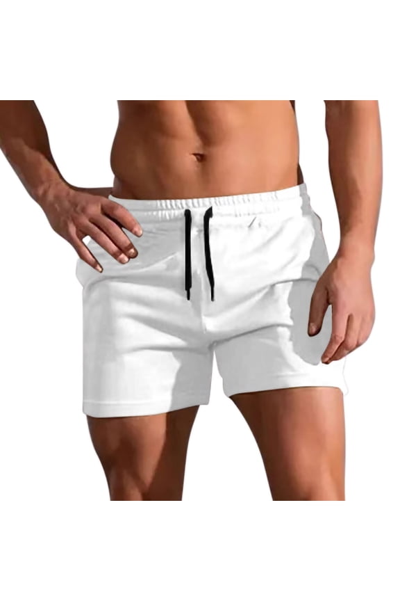 Men's Swim Trunk Swimwear Bathing Suit Swimsuit Board Beach Sport Short Lightweight Casual Drawstring Elasti Waist Athletic Shorts White S