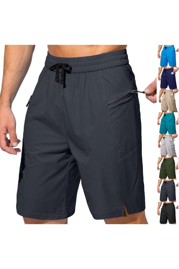 Men's Swim Trunks Lightweight Quick Dry Board Shorts with Zipper Pockets Side Slit Beach Shorts Bathing Suits for Men - No Mesh Liner Gray L