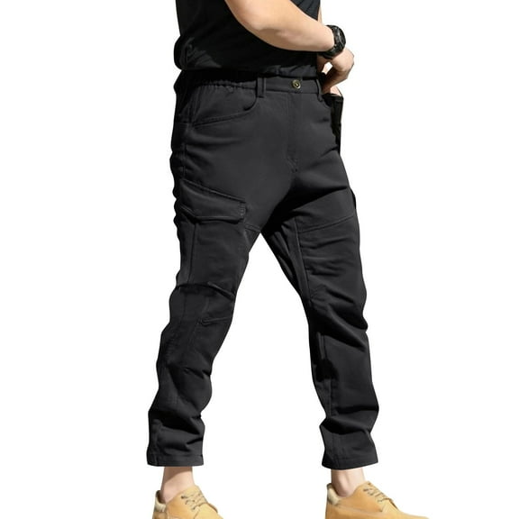 Havenre Men's Tactical Cargo Pants Big and Tall Regular Fit Casual Water Resistant Lightweight Hiking Pants Outdoor Work Pants with Multi Pockets A-Black XXXXL