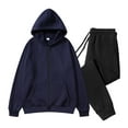 thumbnail image 1 of Havenre Men's Tracksuits Set Full Zip up Jacket Drawstring Long Sleeve Hoodie Sweatsuit Running Sport Jogger Sweat Pants Two Piece Athletic Outfits for Men with Pockets Navy XL, 1 of 5