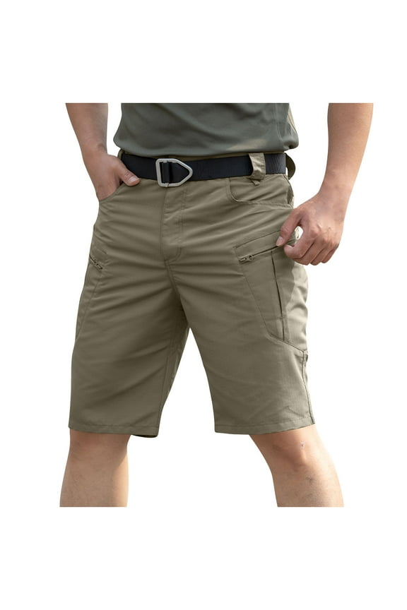 Men's Waterproof Athletic Shorts Outdoor Lightweight Quick Dry Breathable Stretch Hiking Fishing Cargo Shorts with Multi-Pockets Army Green S