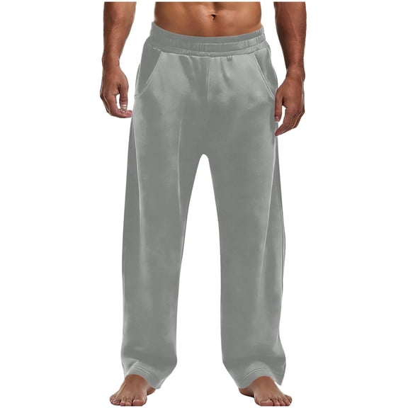 Havenre Men's Yoga Sweatpants Open Bottom Lightweight Sweat Pants Drawstring Elastic Waist Comfy Athletic Lounge Pants with Pockets Gray XXL