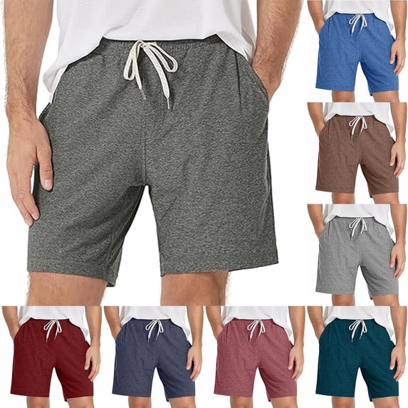 Havenre Mens Athletic Gym Shorts Basic Solid Color Drawstring Elastic Waist Casual Pajama Jogger Shorts Lightweight Workout Short Pants with Pockets Gray XL