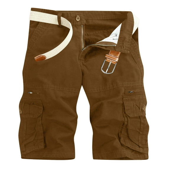 Havenre Mens Cargo Shorts Big and Tall Regular Fit Cotton Work Shorts with Multi Pocket Casual Workout Shorts for Men NO Belt Brown XXL