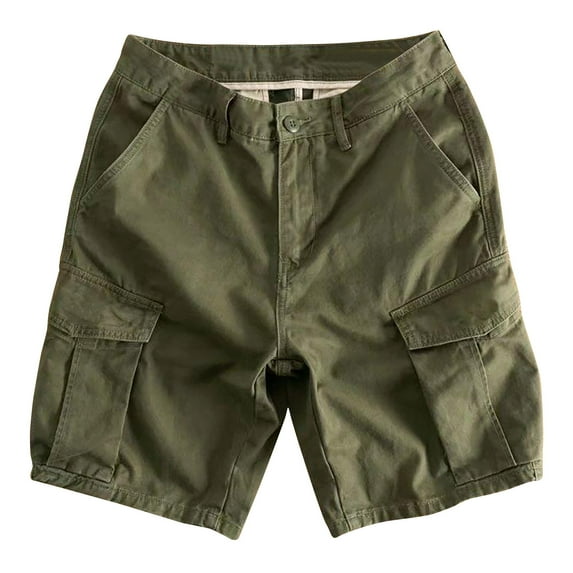 Havenre Mens Cargo Shorts Cotton Work Shorts Multi Pocket Casual Summer Workout Shorts Loose Fit Military Cargo Shorts with No Belt Green L