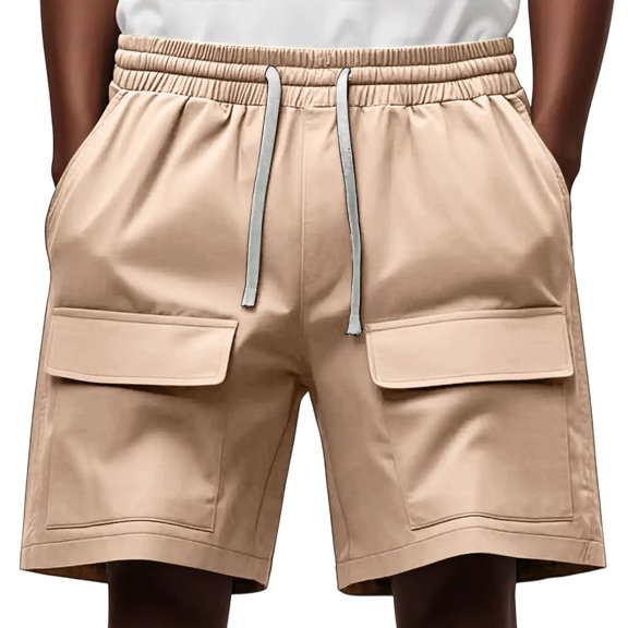 Havenre Mens Cargo Shorts Lightweight Stretch Hiking Shorts Casual Athletic Work Shorts Drawstring Elastic Waistband Shorts with Multi-Pockets Khaki XXL
