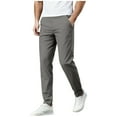 thumbnail image 1 of Havenre Mens Casual Chino Pants Button Elastic Waist Lightweight Stretch Golf Pants Classic-Fit Business Dress Tapered Work Trousers with Pockets Gray S, 1 of 9
