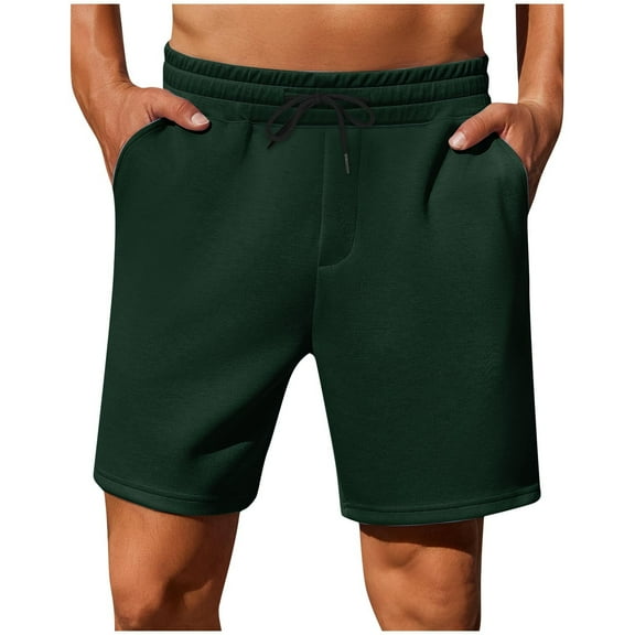 Havenre Mens Casual Gym Workout Shorts, Regular Fit Solid Color Drawstring Elastic Waist Jogger Lounge Sweat Shorts with Pockets Army Green XXL