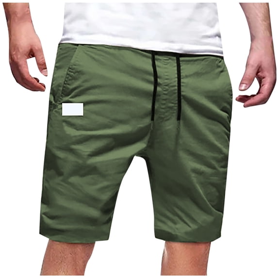 Havenre Mens Casual Shorts - Cotton Drawstring Elastic Waist Summer Beach Stretch Twill Chino Golf Shorts with Pockets Green XXXL