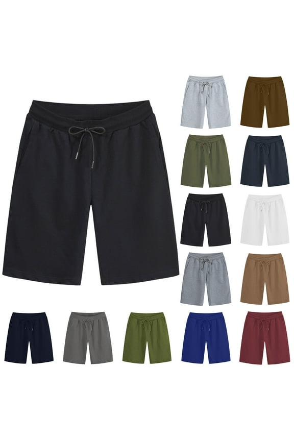 Mens Casual Shorts Loose Regular Fit Cotton Elastic Waist Drawstring Lightweight Summer Beach Vacation Shorts with Pockets Black S