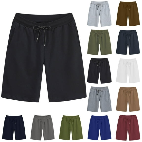 Havenre Mens Casual Shorts Loose Regular Fit Cotton Elastic Waist Drawstring Lightweight Summer Beach Vacation Shorts with Pockets Black S