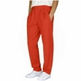 thumbnail image 1 of Havenre Mens Casual Suit Pants Classic Fit Wrinkle-Resistant Pleated Chino Pant Trendy Straight Leg Button Waist Pleat Front Dress Slacks with Pockets(Available in Big & Tall) Orange S, 1 of 6