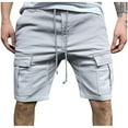 thumbnail image 1 of Havenre Mens Casual Twill Cargo Shorts Loose Regular Fit Cotton Drawstring Classic Cargo Stretch Short with Multi-Pockets Gray#01 L, 1 of 3