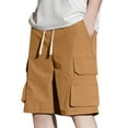 thumbnail image 1 of Havenre Mens Cotton Sweat Shorts Lounge Casual Cargo Shorts Summer Drawstring Elastic Waist Comfy Jersey for Yoga Running Athletic with Multi-Pockets Khaki M, 1 of 9