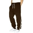 thumbnail image 1 of Havenre Mens Fashion Striped Baggy Sweatpants Fall Winter Fleece Drawstring Elastic Waist Jogger Sweat Pants Loose Fit Casual Cinch Bottom Athletic Trousers with Pockets Coffee XXXL, 1 of 4