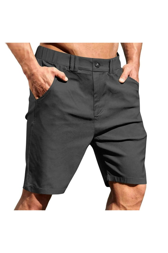 Mens Golf Shorts Lightweight Regular Fit Quick Dry Elastic Waist Classic-Fit Drawstring Dress Shorts Hiking Fishing Business with Pockets Black L