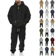 thumbnail image 1 of Havenre Mens Hoodie Tracksuit Set 2 Pieces Athletic Fleece Hooded Sweatsuit Casual Outfit Sets Long Sleeve 1/4 Zip up Drawstring Pullover Sweatshirt and Joggers Sweatpants with Multi-Pockets XXXL, 1 of 10