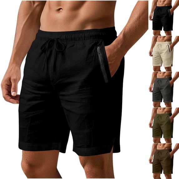 Havenre Mens Linen Shorts Casual Drawstring Elastic Waist Lightweight Breathable Bermuda Summer Beach Vacation Short Pant with Multi-Pockets White XL
