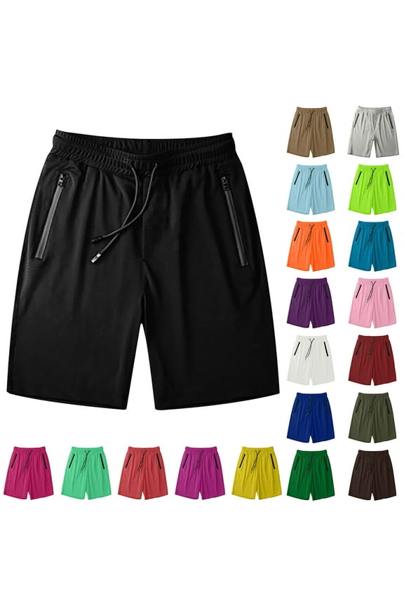 Mens Running Shorts Summer Quick Dry Lightweight Drawstring Elastic Waist Athletic Breathable Stretch Ice Silk Shorts with Zipper Pockets for Workout Gym Training Outdoor Brown XXL