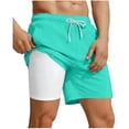 thumbnail image 1 of Havenre Mens Swim Trunks: 2-in-1 with Compression Liner Lined Stretch Quick Dry Drawstring Elastic Waist Beach Pool Short Pants with Pockets Sky Blue L, 1 of 6