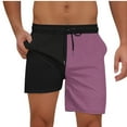 thumbnail image 1 of Havenre Mens Swim Trunks Big and Tall Regular Fit Casual Quick Dry Color Block Summer Drawstring Elastic Waist Beach Shorts with Pockets Purple M, 1 of 9