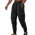 thumbnail image 1 of Havenre Mens Waffle Knit Cargo Sweatpants Lightweight Regular Fit Casual Drawstring Elastic Wait Textured Jogger Sweat Pants Loose Oversized Baggy Athetlic Pants with Multi-Pockets Black XXL, 1 of 7