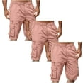 thumbnail image 1 of Havenre Pack of 3Pcs Cargo Shorts for Men Big and Tall Regular Fit Casual Outdoor Hiking Pants Lightweight Button Elastic Waist Knee Length Bermuda Shorts with Multi-Pockets Pink XXL, 1 of 6