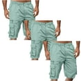 thumbnail image 1 of Havenre Pack of 3Pcs Cargo Shorts for Men Big and Tall Regular Fit Casual Outdoor Hiking Pants Lightweight Button Elastic Waist Knee Length Bermuda Shorts with Multi-Pockets Light Blue XL, 1 of 6