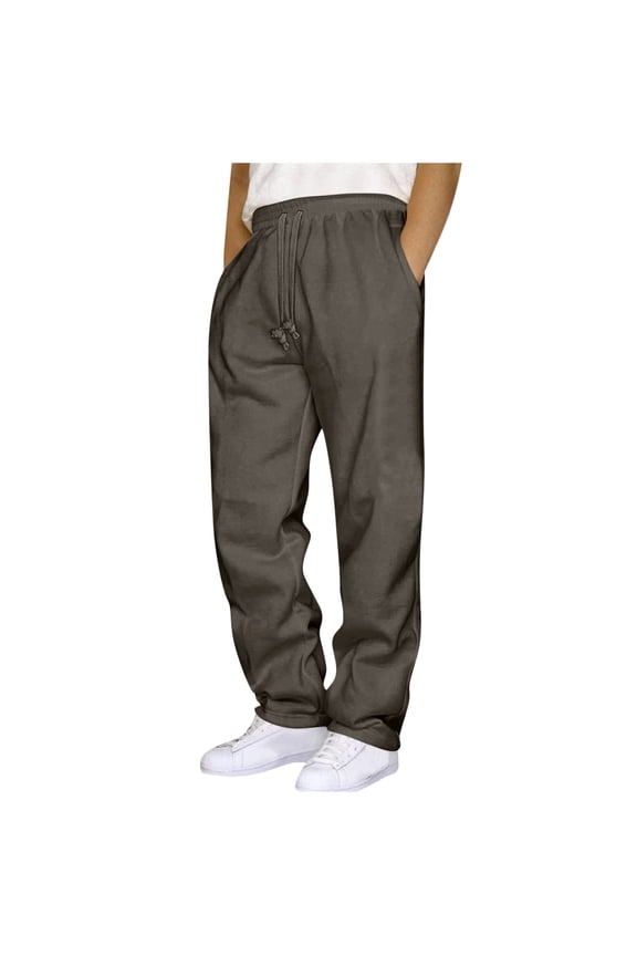 Sweat Pants for Men Big and Tall Regular Fit Casual Drawstring Elastic Waist Workout Joggers Pants Loose Straight Wide Leg Track Pants Solid Casual Trousers with Pockets Dark Gray XXXL