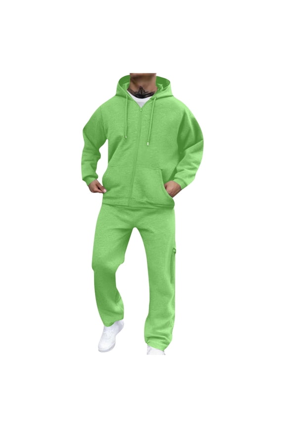 Sweatsuits for Men 2 Piece with Zipper Pockets Full Zip up Drawstring Long Sleeve Hoodie Jacket Pullover Sweatshirts Tracksuit Sets Jogging Sports Casual Hooded Sweat Suits Green XL