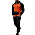 thumbnail image 1 of Havenre Tracksuit 2 Pieces Set for Men Casual Color Block Drawstring Long Sleeve Hooded Pullover Sweatshirt and Lightweight Jogger Pants Sweatsuit with Pockets Orange XXXL, 1 of 10