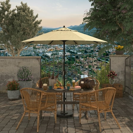 Havenside Home North Bend 7.5-foot Auto Tilt Sunbrella Patio Umbrella by Antique Beige