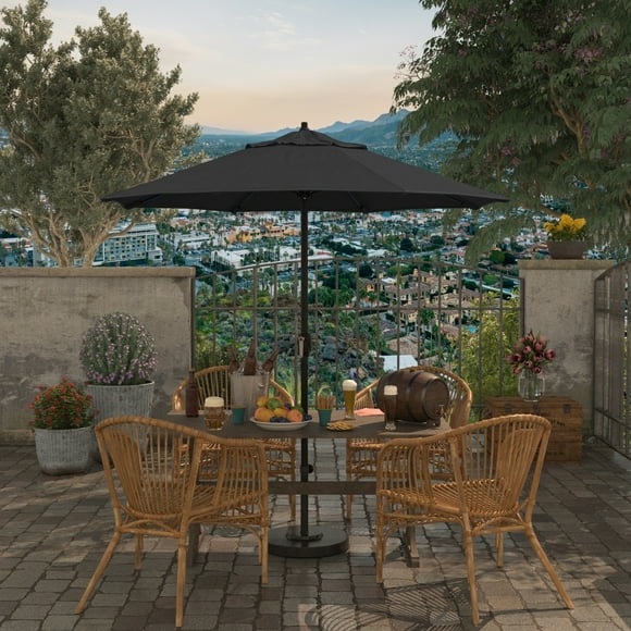 Havenside Home North Bend 7.5-foot Crank Lift Auto Tilt Sunbrella Fabric Patio Umbrella by Black