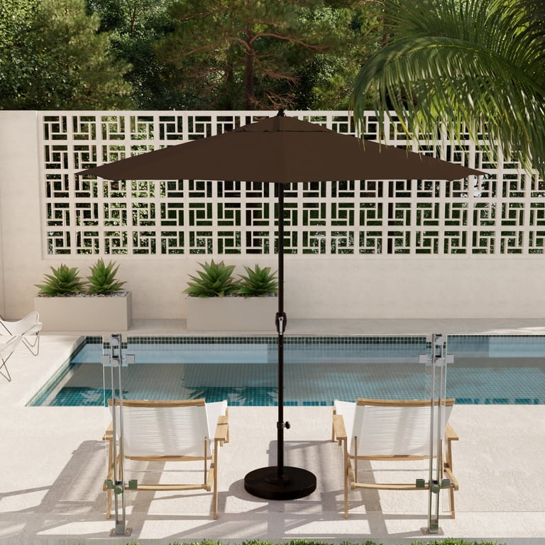 concrete patio table with umbrella Homecrest Concrete 54" Round Dining Universal Base Table with Umbrella Hole