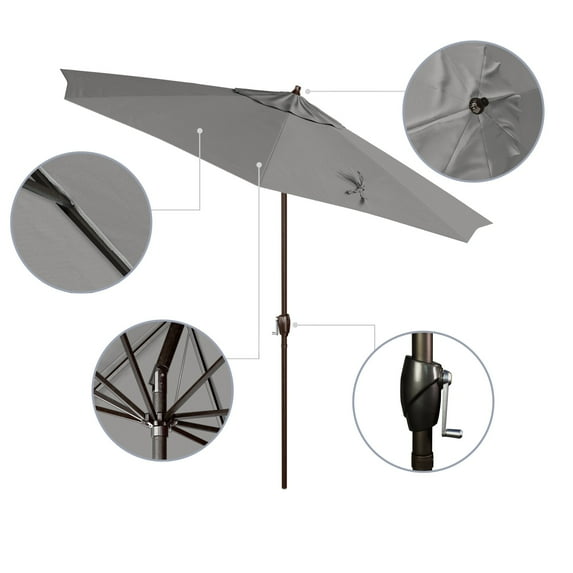 Havenside Home North Bend 9-foot Round Auto-tilt, Bronze Finish, Sunbrella Patio Umbrella by Granite